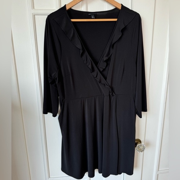 torrid baby doll black empire waist dress preppy sexy ruffled V neck flattering - Picture 7 of 16